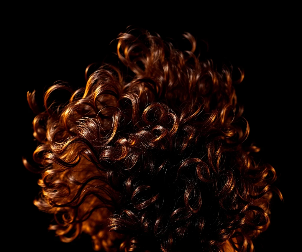 Concept photograph: curls caught mid-movement in warm light.